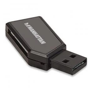 Image of Manhattan USB-A Mini Multi-Card Reader/Writer 480 Mbps (USB 2.0) 24-in-1 Hi-Speed USB Windows or Mac Black Three Year Warranty Blister