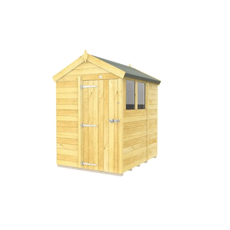 Image of Buttercup Farm 5 x 6 Feet Apex Shed - Single Door W/ Windows - L187 x W147 x H217cm in Brown Brown Unisex