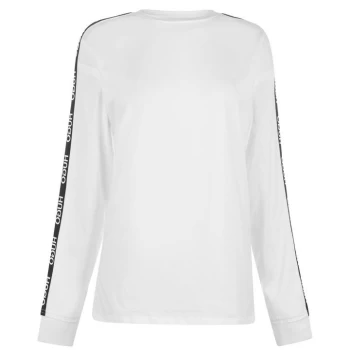 Image of HUGO Tape Long Sleeve T-Shirt - White 100