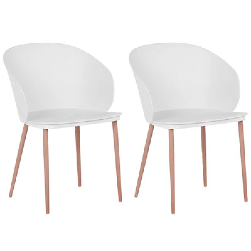 Image of Beliani Set Of 2 Dining Chairs Blaykee White