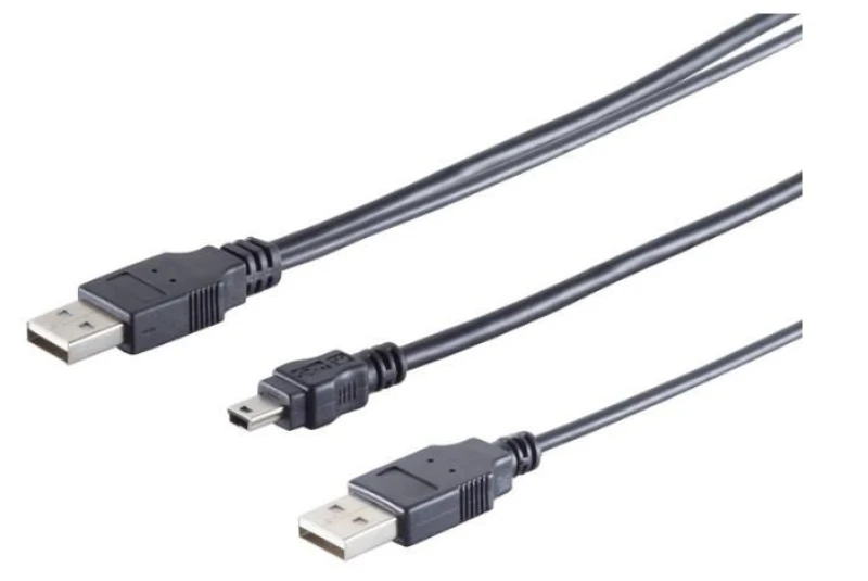 Image of Microconnect USBAAB06 USB cable USB 2.0 0.6 m Mini-USB B USB A Black