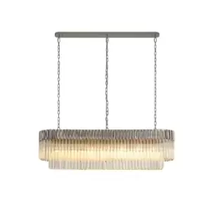 Image of Pendant Rectangle 7 Light E14, Polished Nickel, Clear Glass, Item Weight: 28kg