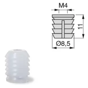 Image of Furniture Plastic Socket - Size M4 11 x 8.5mm - Pack of 100