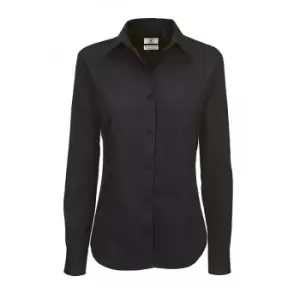 Image of B&C Womens/Ladies Sharp Twill Long Sleeve Shirt (M) (Black)