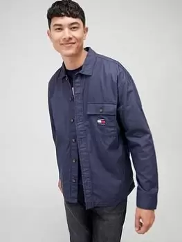 Image of Tommy Jeans TJM Classic Solid Overshirt - Twilight Navy, Twilight Navy, Size S, Men