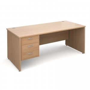 Image of Maestro 25 PL Straight Desk With 3 Drawer Pedestal 1800mm - Beech pane