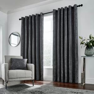 Image of Hotel Dark Grey Polyester 'Roma' Lined Curtains - 228cm x 137cm drop