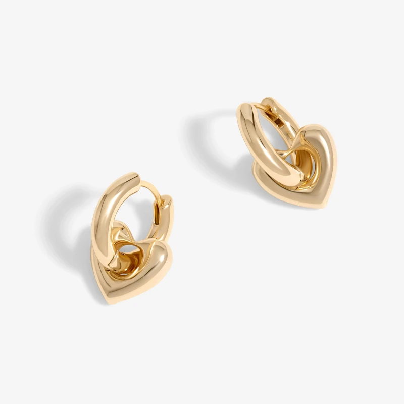 Image of Jon Richard Gold Plated Polished Heart Door Knocker Earrings Gold