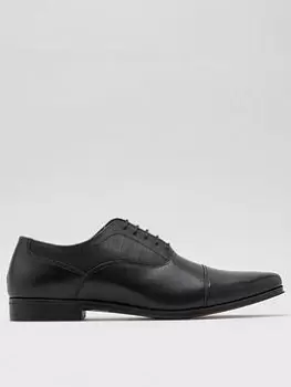 Image of Burton Menswear London Burton Leather Toe Cap Oxford Shoes, Black, Size 7, Men
