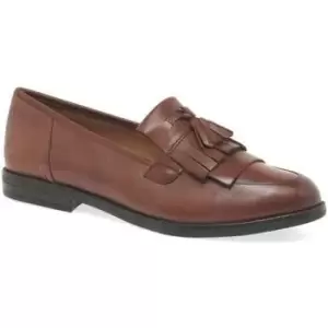 Image of Caprice Cait Womens Leather Fringe Tassel Loafer Flats womens Loafers / Casual Shoes in Brown