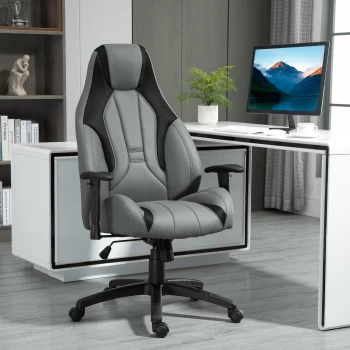 Image of Vinsetto High Back Executive Office Chair Mesh & Fuax Leather Gaming Gamer Chair with Swivel Wheels, Adjustable Height and Armrest, Charcoal Grey