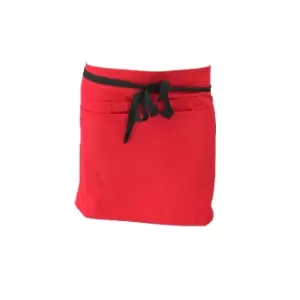 Image of Dennys Ladies/Womens Short Bar Workwear Apron (One Size) (Red)
