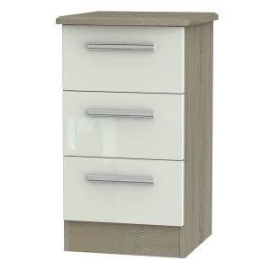 Image of Robert Dyas Kirkhill Ready Assembled 3-Drawer Bedside Table - Taupe Cedar