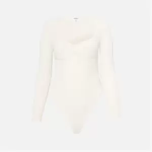 Image of Missguided Recycled Plus Size Sweetheart Neck Rib Knit Bodysuit - Cream