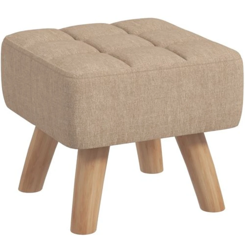 Image of HOMCOM Grey Modern Footstool - Fabric Foot Rest With Rubber Wood Legs - Brown TJ Hughes 5061025084975