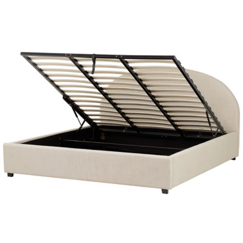 Image of Beliani Ottoman Bed Fabric Vaucluse 180 X 200 Cm (Eu Super King) Sand Beige