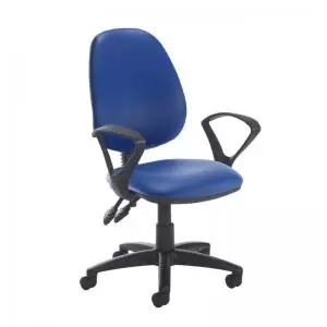 Image of Jota high back PCB operator chair with fixed arms - Ocean Blue vinyl