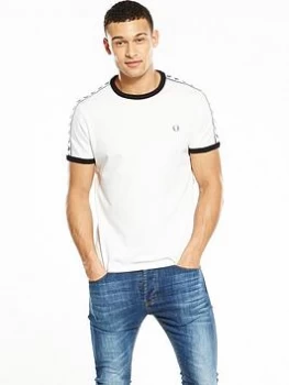 Image of Fred Perry Sports Authentic Taped Ringer T-Shirt - White Size M Men
