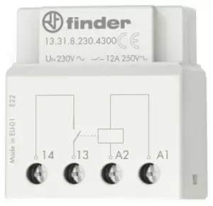 Image of Finder, 12V ac Coil Monostable Relay SPNO, 12A Switching Current Switch Box Single Pole, 13.31.8.012.4300