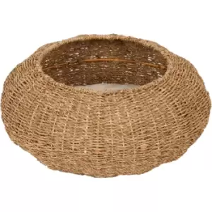Image of Teamson Pets - Indoor Wicker Cat or Small Dog Bed, Bowl Shaped Lounger Basket with Removable Washable Cushion Tan/Cream, Neith Collection