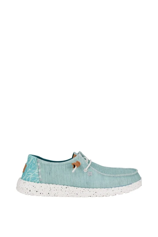Image of HEYDUDE 'Wendy Heathered Slub Tropical' Slip On Shoes Blue