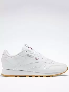 Image of Reebok Classic Leather Shoes, White/Grey, Size 6, Women