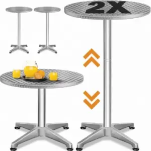Image of CASARIA Bar Table Set of 2 Height Adjustable 70cm 115cm Round with 60cm Diameter Stainless Steel Indoor Outdoor Versatility Cafe Bistro Pub