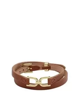 Image of Fossil Heritage Brown Leather Bracelet, Black, Women