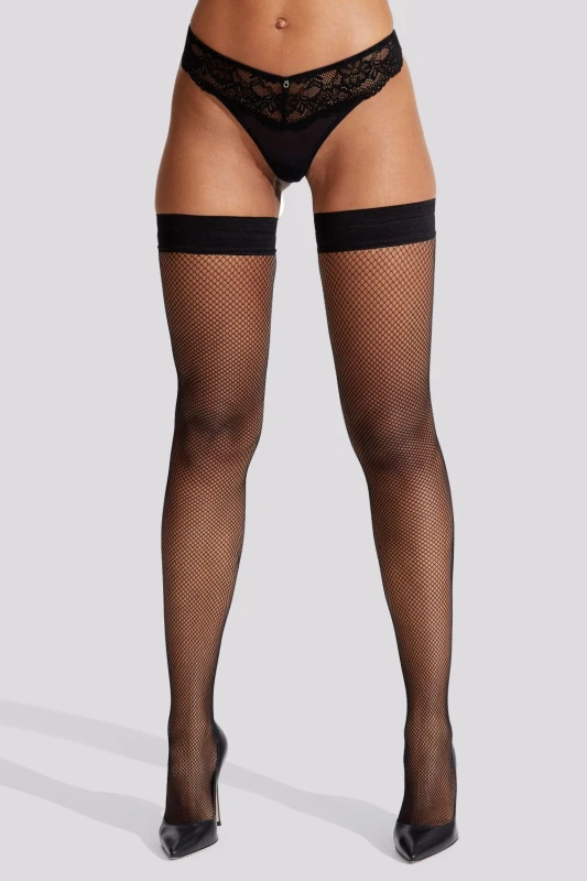 Image of Ann Summers Micro Fishnet Seamed Hold Ups White
