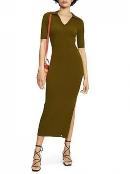 Image of Ted Baker Pileepa Polo Midi Dress - Khaki, Size XL, Women