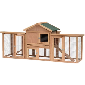Image of Pawhut - Deluxe Wood Chicken Poultry Coop Hens House Nesting Boxes Run