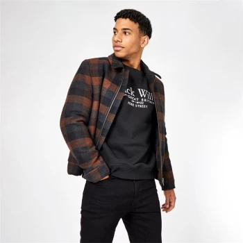 Image of Jack Wills Finegan Check Bomber Jacket - Brown