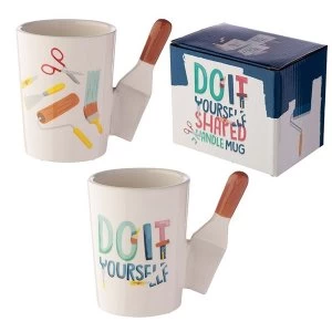 Image of Ceramic DIY Paint Scraper Shaped Handle Mug