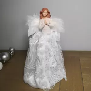 Image of 28cm Premier Christmas Tree Topper Angel Decoration with Feather Wings in White