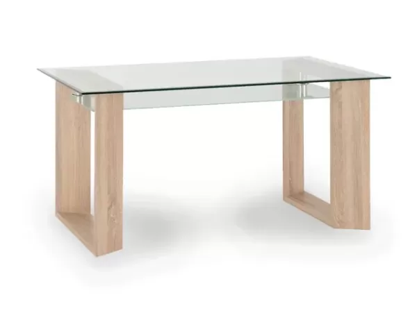 Image of Seconique Milan 150cm Glass and Oak Dining Table