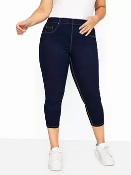 Image of Yours Clothing Crop Jenny Indigo, Blue, Size 24, Women