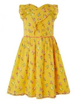 Image of Monsoon Girls S.E.W. Grace Cross Front Dress - Yellow
