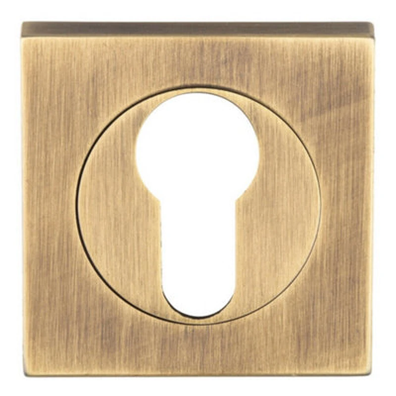Image of Loops Square Euro Profile Escutcheon 52 x 52mm Concealed Fix Antique Brass Metallics unisex