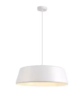 Image of Single Large Ceiling Pendant, 1 Light Adjustable E27, Gloss White, Gloss White