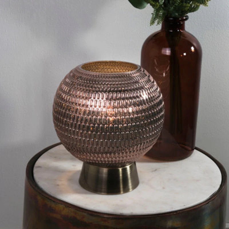 Image of Lighting Collection Battery Powered Glass Lamp Grey unisex One Size