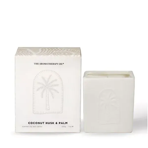 Image of Aromatherapy Co Sunset Coconut Husk and Palm Ceramic Candle White