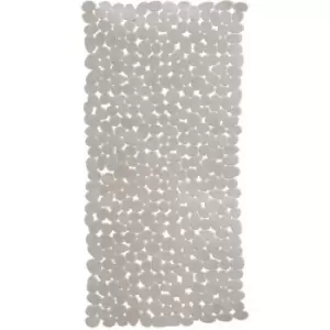 Image of Premier Housewares Bath Mats PVC Non Slip Grey Bath Mat With Suction Grips Stylish Design Rectangle Shaped Mats For Bathroom With Pebble Design 1 x