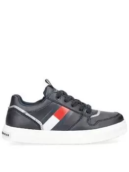 Image of Tommy Hilfiger Boys Low Cut Lace Up Trainer - Blue Size 3.5 Older