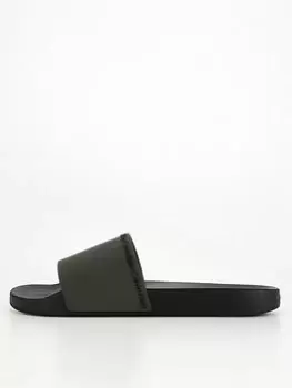 Image of Calvin Klein Rubber Pool Slides - Green , Green, Size 41, Men