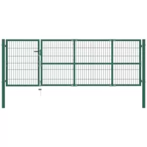 Image of Garden Fence Gate with Posts 350x100cm Steel Green Vidaxl Green