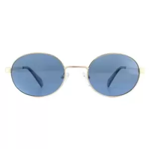 Image of Oval Gold Blue Blue Polarized Sunglasses