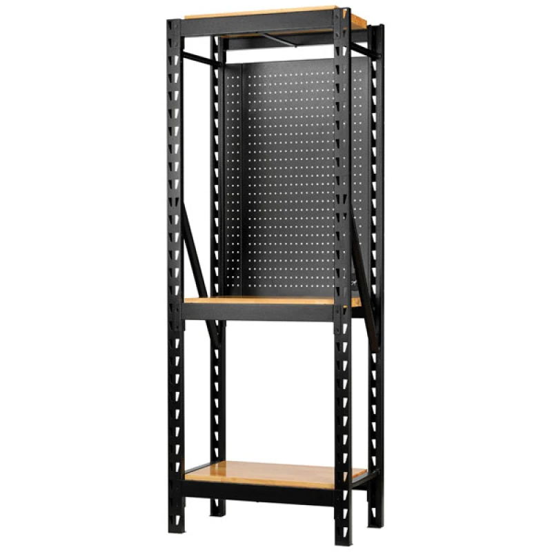 Image of Bunker 17 Piece Modular 3 Tier Hardwood Shelf Racking Unit 27795 Colour: Black