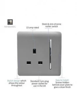 Image of Trendiswitch 1G 13A Switched Socket Light Grey