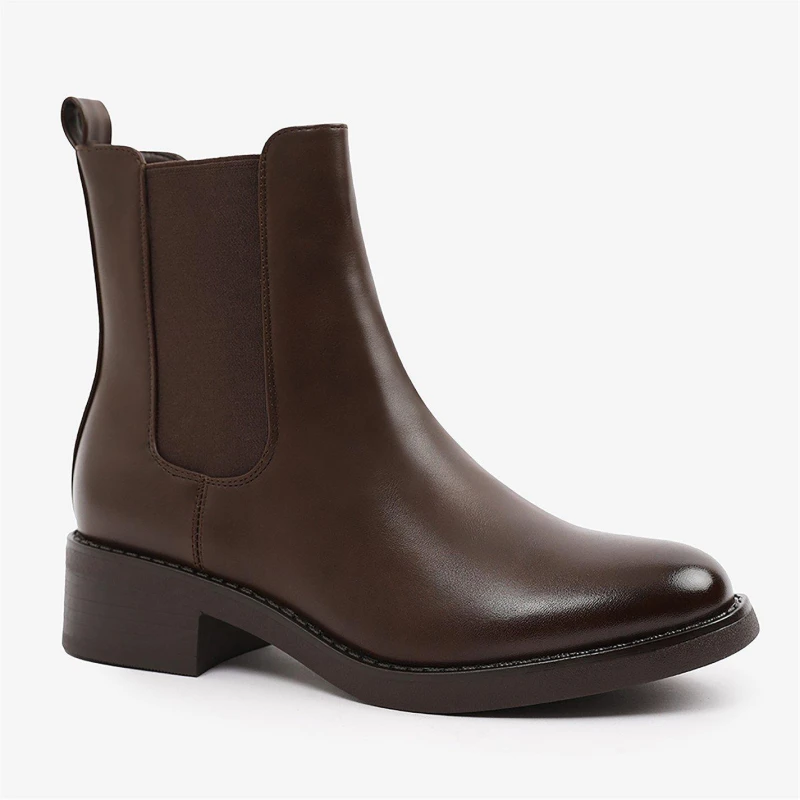 Image of Where's That From 'Serna' Wide Fit Ankle Boot With Elastic Panel And Side Zip Brown