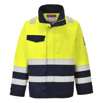 Image of Portwest - MV25YNRS - sz S Hi-Vis Modaflame Jacket - Yellow/Navy